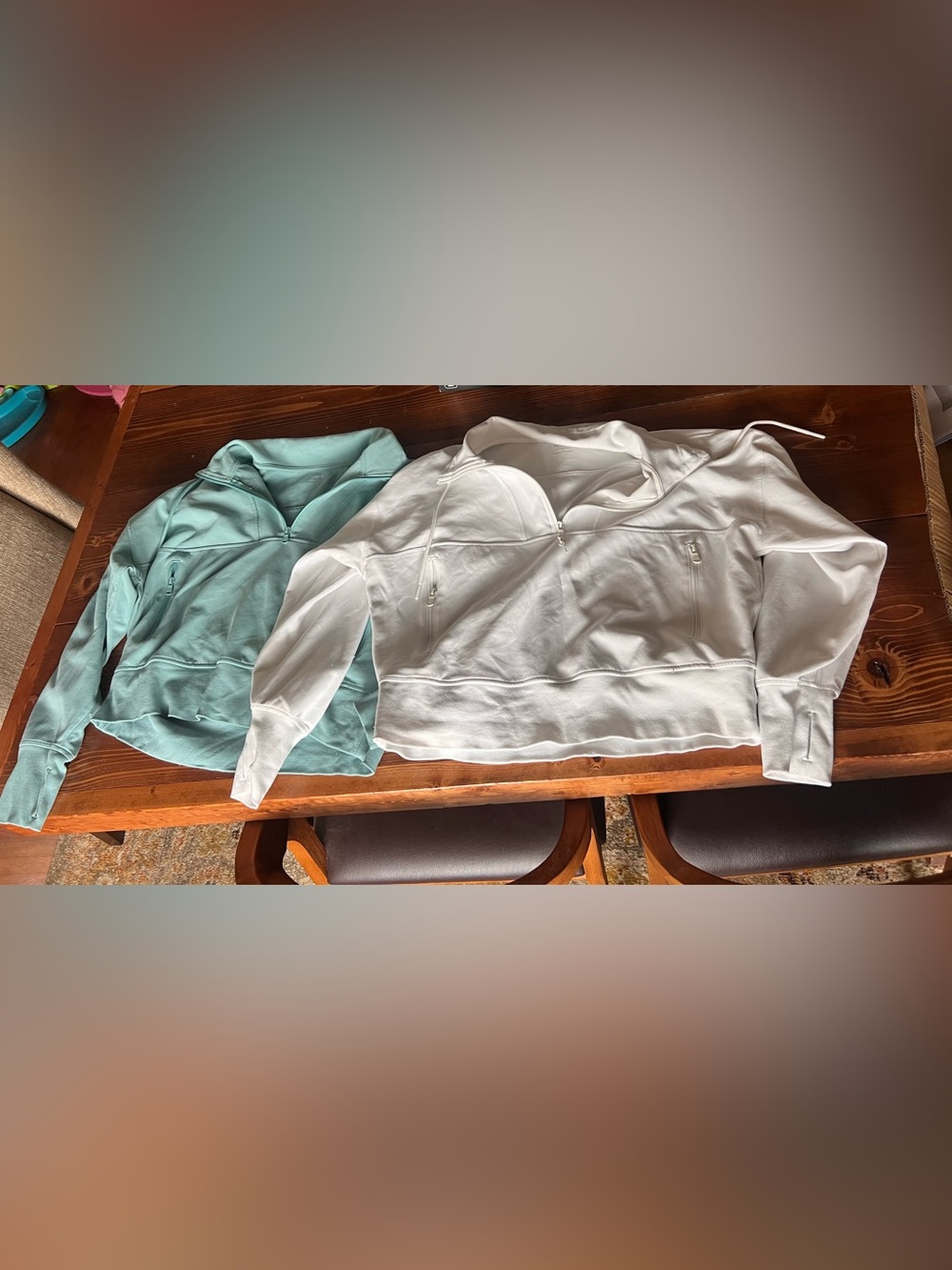 Bundle of two xl old navy dynamic fleece cropped quarter zips—white and aqua